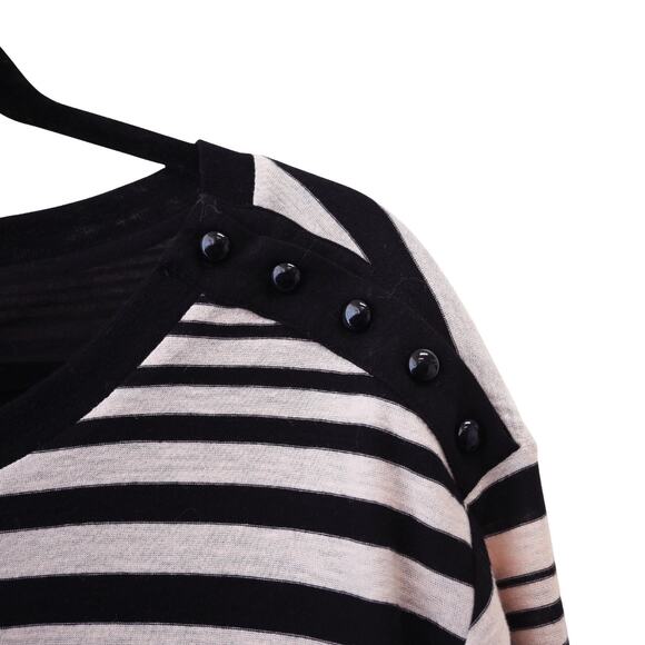 Sonia Rykiel Striped T-Shirt Dress Size Estimated Medium Long Sleeve Black Beige - Picture 5 of 6